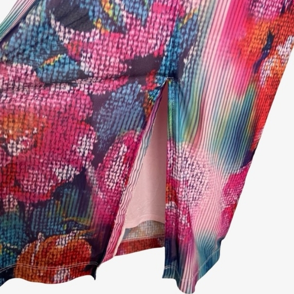 ANTHROPOLOGIE‎ Soleil Slim Strapless Midi Dress L and XL Ruched Mesh Pink Floral - Picture 5 of 16